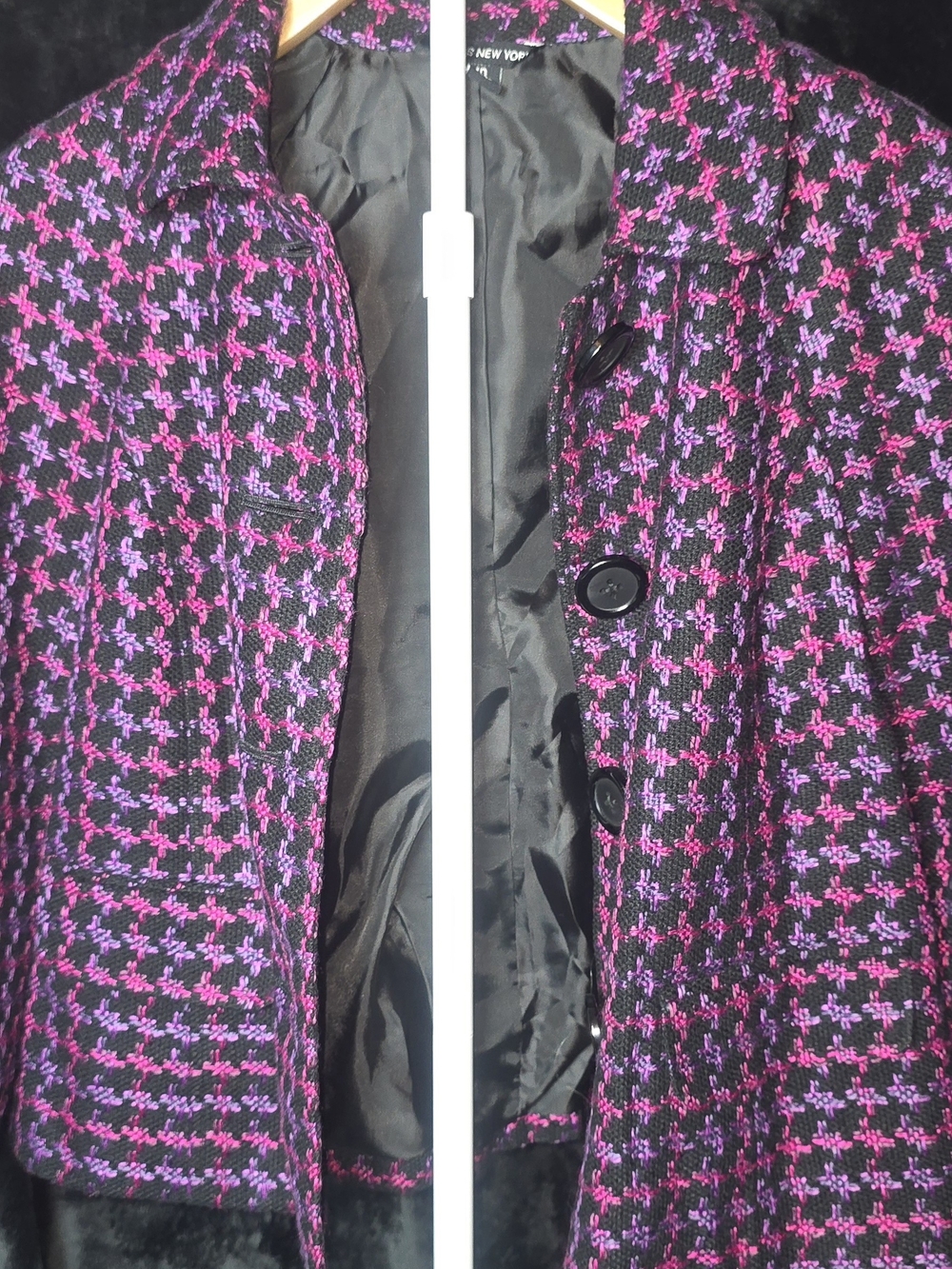 Briggs New York Black & Purple Houndstooth Blazer - Picture 8 of 11